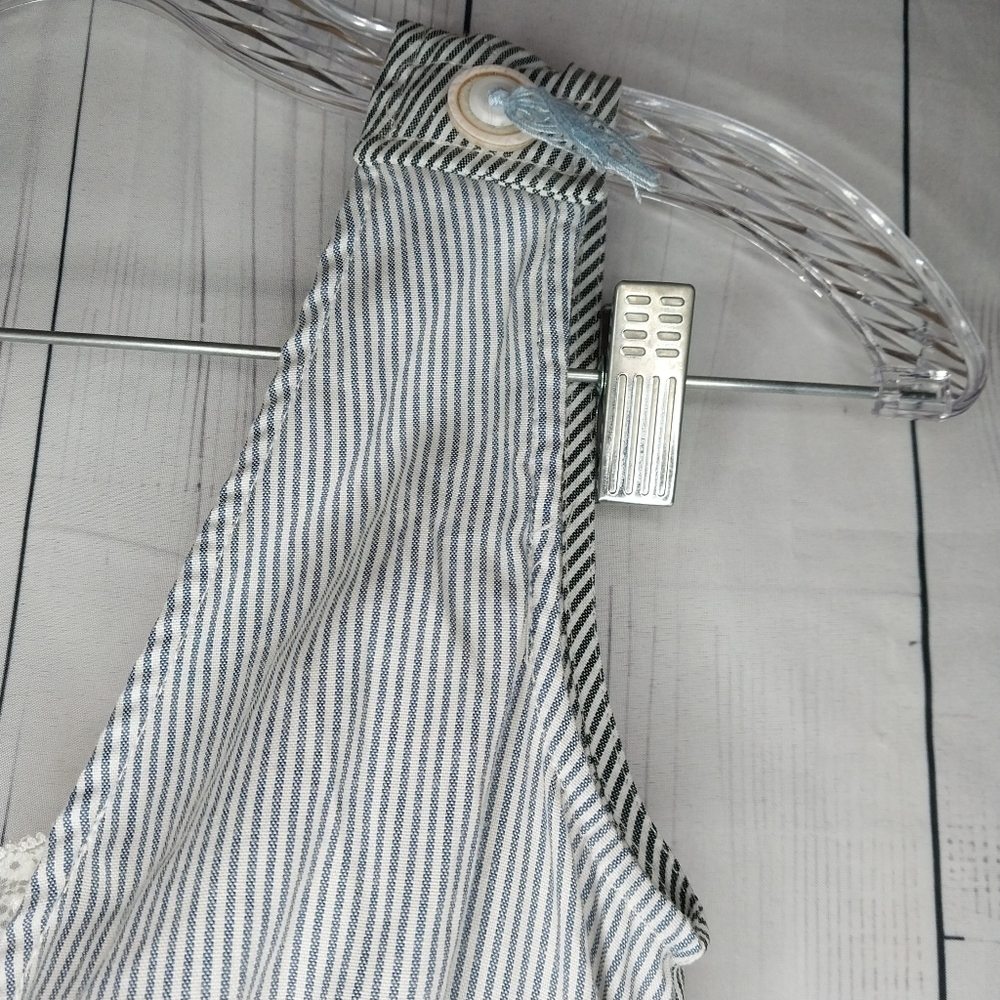 Mur Mur Sleeveless Boho V-Neck Striped 100% Cotton Ruffled Coastal Dress - Picture 2 of 14
